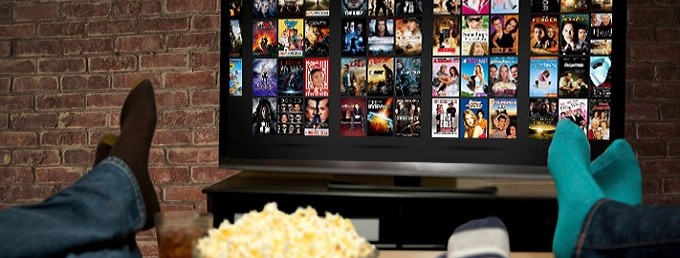 Groupe Telegram film : écran de télévision affichant un catalogue de films